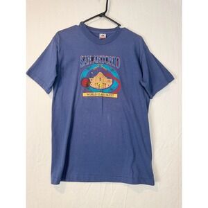 Vtg Fruit of the Loom San AntonioShirt M Blue‎ Single Stitch Skeet